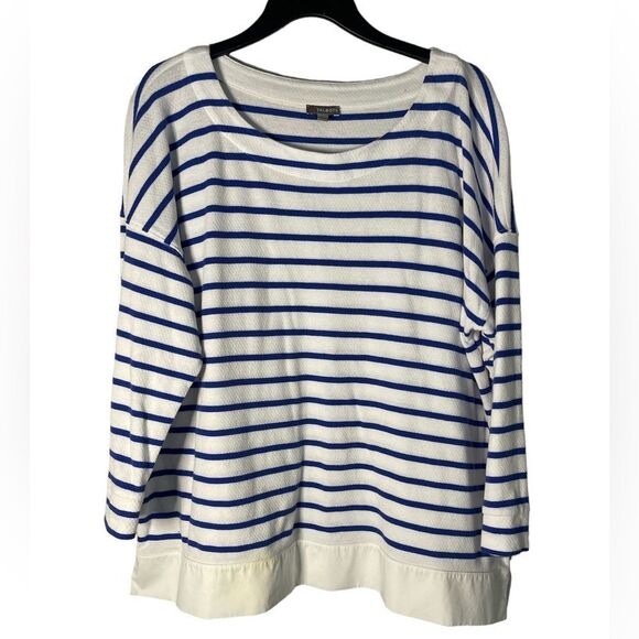Talbots white and Blue Striped Sweater size XL - Picture 1 of 8